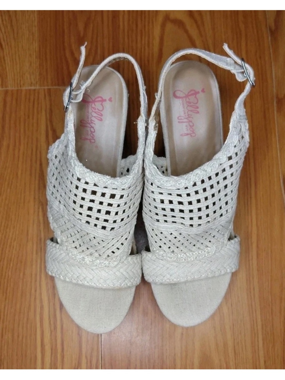 Jellypop Women's Size 9 Wedge Heels Sandals Shoes Cream Knit Ingenue Open
Toe